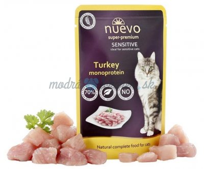 NUEVO cat Adult Sensitive Mono Turkey 16x85 g kapsičky