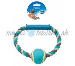 Hračka DUVO+ Kruh bavlna s tenisovou loptou 18 cm