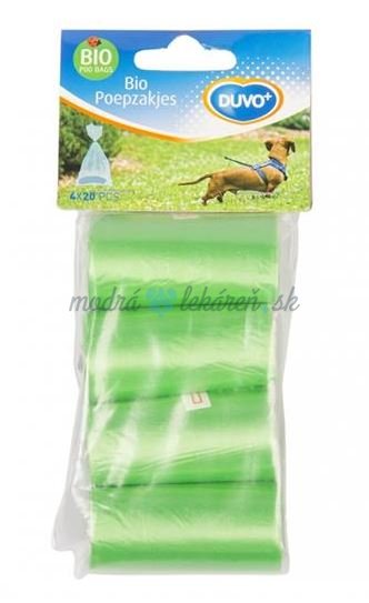 Sáčky DUVO+ na zber psích výkalov, 4x20 biologicky rozložiteľných sáčkov, zelená farba