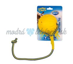 Hračka DUVO+ lopta plávajúca s lanom, žltá, priemer 7x55cm
