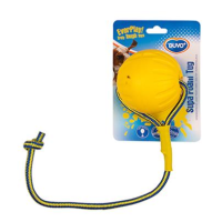 Hračka DUVO+ lopta plávajúca s lanom, žltá, priemer 7x55cm
