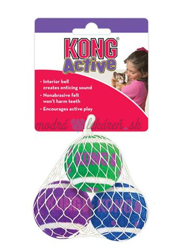 Hračka Kong Cat Active Lopty tenisové so zvončekom, guma vulkanizovaná (3 bal.)
