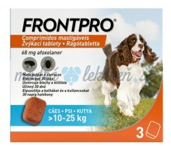 FRONTPRO M 68 mg žuvacie tablety pre psy >10–25 kg, 3 tbl.