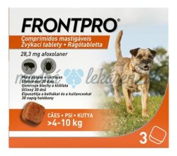 FRONTPRO S 28 mg žuvacie tablety pre psy >4–10 kg, 3 tbl.