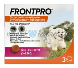 FRONTPRO XS 11 mg žuvacie tablety pre psy 2–4 kg, 3 tbl.